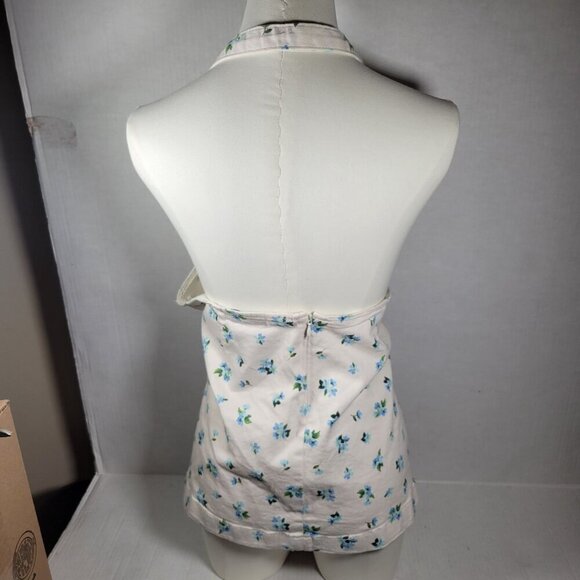 Weworewhat Womens XL Ditzy Floral White Cotton/Spandex Sleeveless Halter Top - Picture 4 of 11